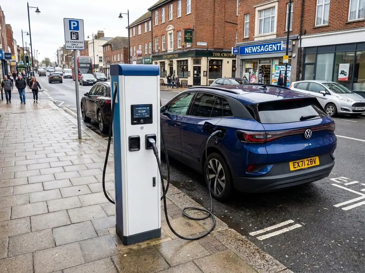 ev charger on a street.